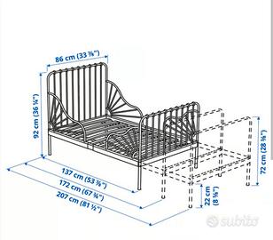 letto lettino allungabile minnen IKEA ferro nero