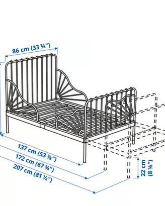 letto lettino allungabile minnen IKEA ferro nero