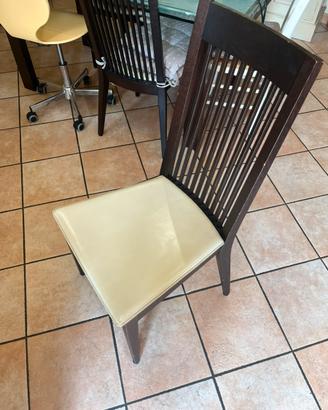 4 sedie Calligaris legno wenge’,seduta pelle