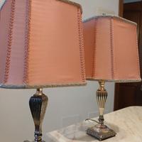 Lampade vintage "Lumi Milano" argentate e seta