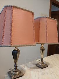 Lampade vintage "Lumi Milano" argentate e seta