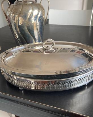 Porta Pescera in argento silver con vetro da forno
