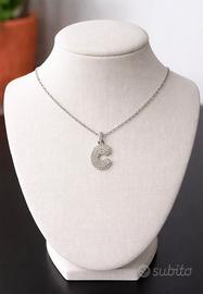 Collana con iniziale C tempestata di strass