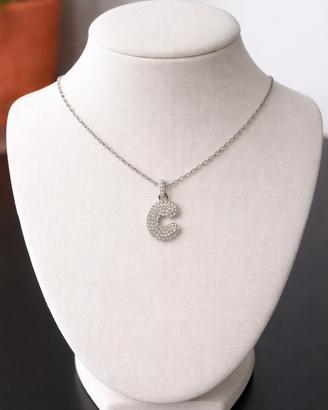 Collana con iniziale C tempestata di strass