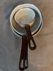 Set 3 pentole smaltate anni 80 rosa