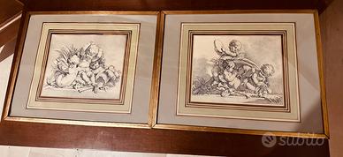 Coppia stampe antiche angeli