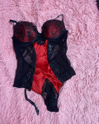 Body rosso con pizzo nero Yamamay taglia 2B