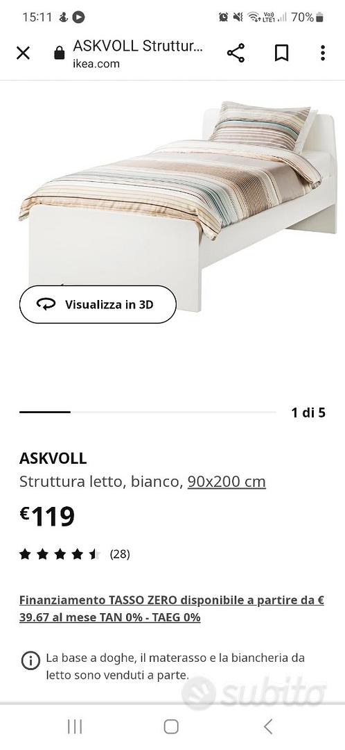 ASKVOLL struttura letto, bianco, 90x200 cm - IKEA Italia