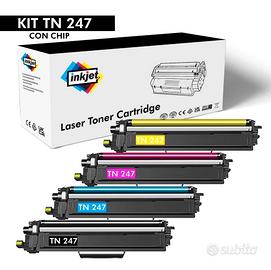 KIT 4 TONER Brother TN 247 COMPATIBILI CON CHIP