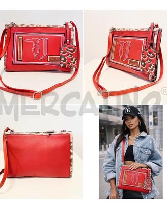 BORSA D TRACOLLA TRUSSARDI ROSSA ECO CON LOGO FRON