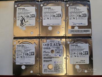 Lotto 6 HDD sata 2,5 320GB Toshiba Hitachi