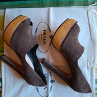 Prada décolleté/tronchetti + plateau in camoscio 