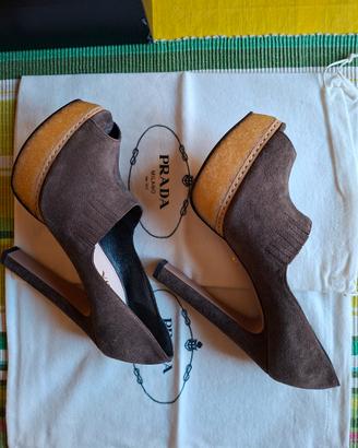 Prada décolleté/tronchetti + plateau in camoscio 