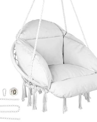 Poltrona relax sospesa girevole in macramè Bianco