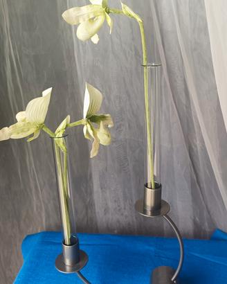 Vaso decorativo con 2 provette in vetro