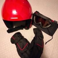 Casco sci Carrera + maschera e guanti