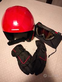 Casco sci Carrera + maschera e guanti