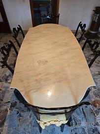 Tavolo con piano in marmo e 6 sedie