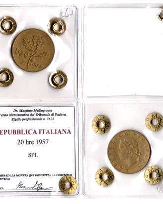 Moneta Repubblica Italiana - 20 lire 1957 - Perizi