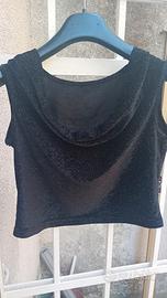 crop top vintage Y2K nero glitterato Oxy come nuov