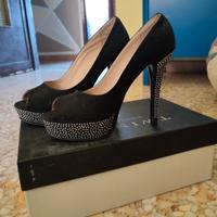 Décolleté open-toe - nere con brillantini - nr 39