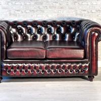 Divano Chesterfield inglese vintage in pelle
