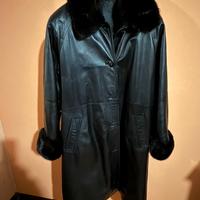 Giacca in pelle con collo di visone