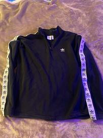 Felpa Adidas Nera Con Bande Taglia M
