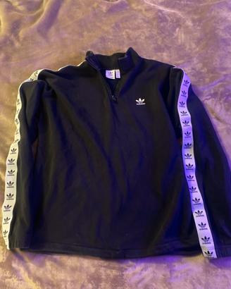 Felpa Adidas Nera Con Bande Taglia M