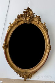 Specchiera ovale legno dorato Epoca Napoleone III