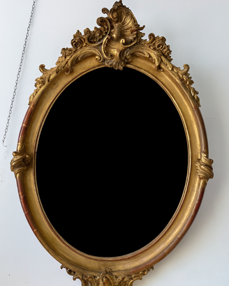 Specchiera ovale legno dorato Epoca Napoleone III
