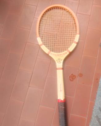 racchetta tennis   in legno Champion