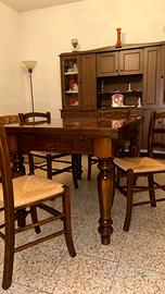 Tavolo in legno massello allungabile + set sedie