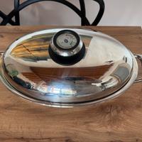 Pentola acciaio ovale AMC per pesce arrosti, nuova