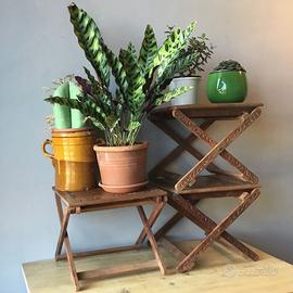 Sgabello porta vaso legno massiccio piedistallo