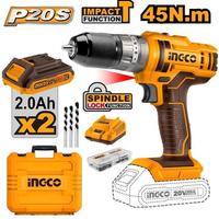 TRAPANO INGCO AVVITATORE 20V CON 2 BATTERIE+ACCESS