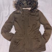 Khaki Winter Parka with Faux Fur Hood