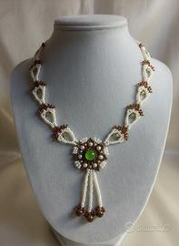 Collana Perle Vintage Pietre Preziose Pezzo Unico