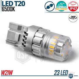 1 Lampadina LED T20 W21W CANbus Luce Bianca 6500K