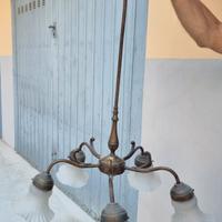 Lampadario liberty in ottone