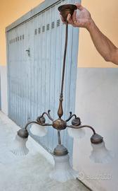 Lampadario liberty in ottone