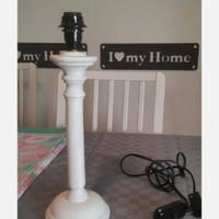 base lampada in legna con due coperture 