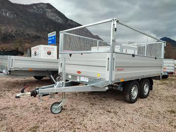 Carrello rimorchio doppio asse con reti in acciaio
