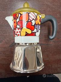 Caffettiera moka 3 tazze decoro cuori pop art