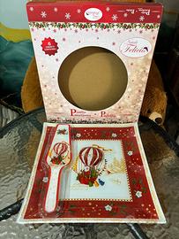 Set Natale porcellana piatto panettone e paletta