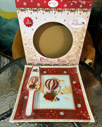 Set Natale porcellana piatto panettone e paletta