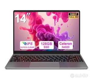 Pc Portatile Grigio 14 Pollici Celeron N4020 Upto 