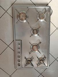 Piano cottura a gas 6 fuochi in acciaio inox
