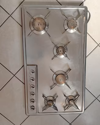 Piano cottura a gas 6 fuochi in acciaio inox