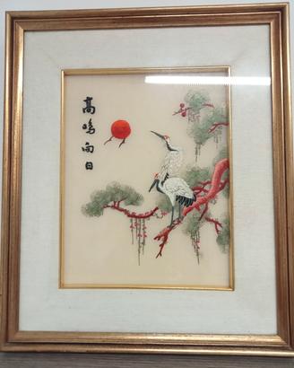 Quadro ricamato in seta